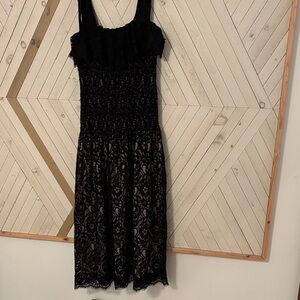 Rebecca Taylor Black Lace Smocked Sundress -new with tag